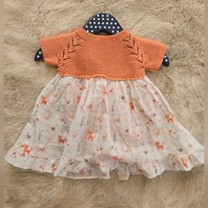 Adorable Orange and Cream Baby Dress Set